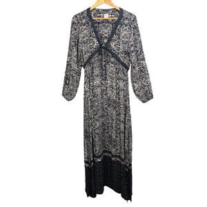 ONeill Dress Women Size‎ Medium Babydoll Maxi Side Slit Floral Boho Beach Resort
